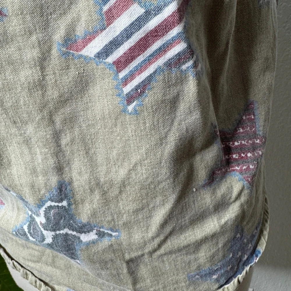 Vintage Quizz New York Americana Star Print Sleeveless Button Up Top Size Small